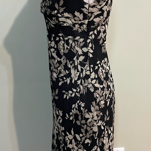 Jones New York Black Floral Baby Doll VTG   Silk Grudge Y2K Sheath Midi Dress 4 - Picture 9 of 15